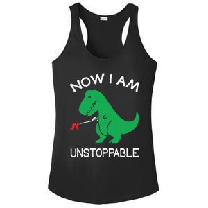 Now I'm Unstoppable Funny TRex Dinosaur Ladies PosiCharge Competitor Racerback Tank