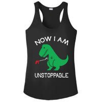 Now I'm Unstoppable Funny TRex Dinosaur Ladies PosiCharge Competitor Racerback Tank