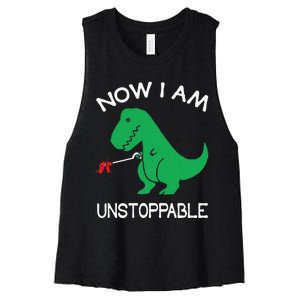 Now I'm Unstoppable Funny TRex Dinosaur Women's Racerback Cropped Tank