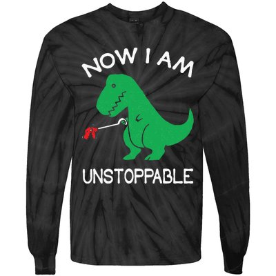 Now I'm Unstoppable Funny TRex Dinosaur Tie-Dye Long Sleeve Shirt