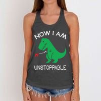 Now I'm Unstoppable Funny TRex Dinosaur Women's Knotted Racerback Tank