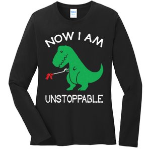 Now I'm Unstoppable Funny TRex Dinosaur Ladies Long Sleeve Shirt