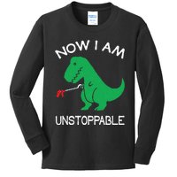 Now I'm Unstoppable Funny TRex Dinosaur Kids Long Sleeve Shirt