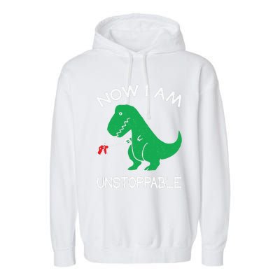 Now I'm Unstoppable Funny TRex Dinosaur Garment-Dyed Fleece Hoodie