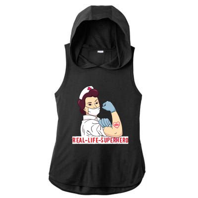 Nurse In Uniform Real Life Superhero Thank You Nurses Cute Gift Ladies PosiCharge Tri-Blend Wicking Draft Hoodie Tank