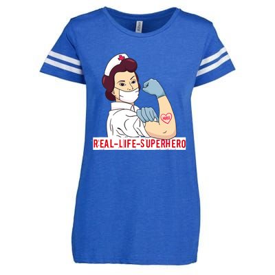 Nurse In Uniform Real Life Superhero Thank You Nurses Cute Gift Enza Ladies Jersey Football T-Shirt