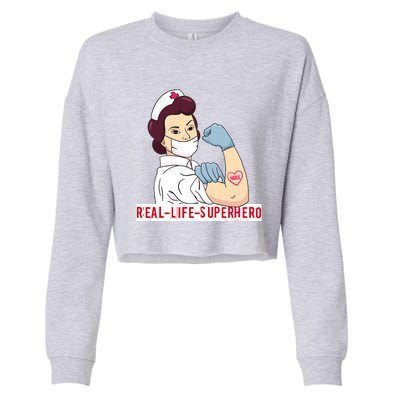 Nurse In Uniform Real Life Superhero Thank You Nurses Cute Gift Cropped Pullover Crew