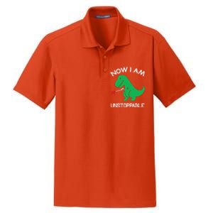 Now IM Unstoppable Funny Trex Dinosaur Dry Zone Grid Polo