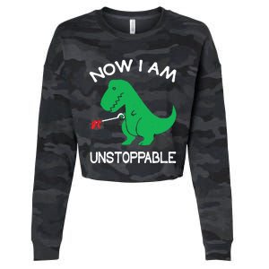 Now IM Unstoppable Funny Trex Dinosaur Cropped Pullover Crew