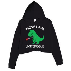 Now IM Unstoppable Funny Trex Dinosaur Crop Fleece Hoodie