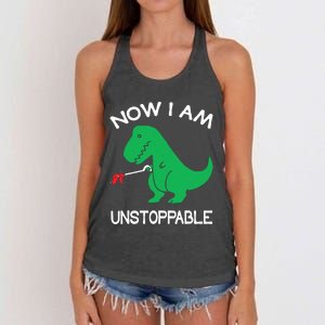 Now IM Unstoppable Funny Trex Dinosaur Women's Knotted Racerback Tank