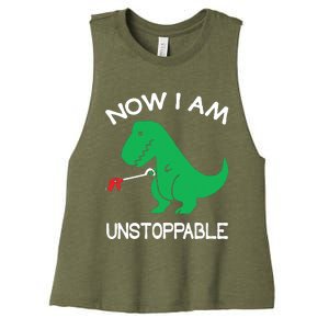 Now IM Unstoppable Funny Trex Dinosaur Women's Racerback Cropped Tank