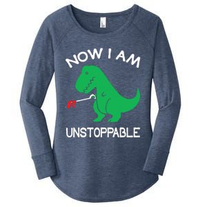 Now IM Unstoppable Funny Trex Dinosaur Women's Perfect Tri Tunic Long Sleeve Shirt