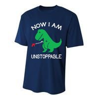 Now IM Unstoppable Funny Trex Dinosaur Performance Sprint T-Shirt