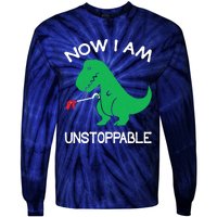 Now IM Unstoppable Funny Trex Dinosaur Tie-Dye Long Sleeve Shirt