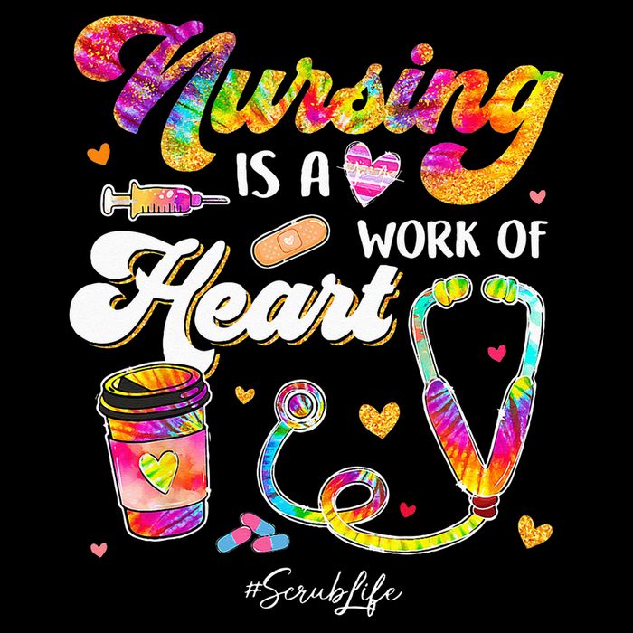 Nursing Is Work Of Heart Scrub Tie Dye Stethoscope Nurse City Backpack