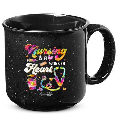 Nursing Is Work Of Heart Scrub Tie Dye Stethoscope Nurse 15oz Campfire Ceramic Mug
