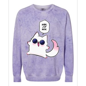 Nah ID Win Gojo Cat Meme Colorblast Crewneck Sweatshirt