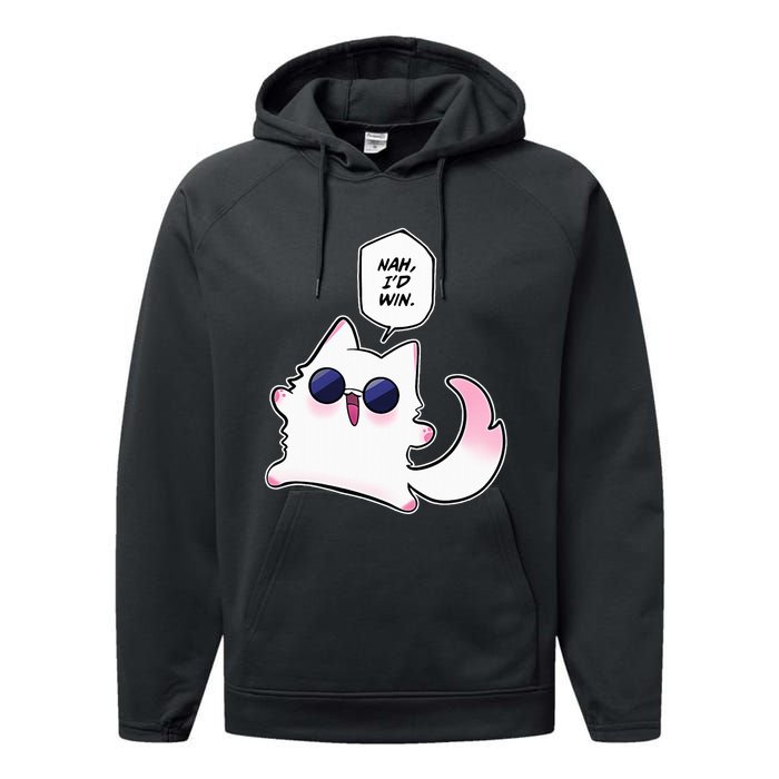 Nah ID Win Gojo Cat Meme Performance Fleece Hoodie