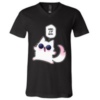 Nah ID Win Gojo Cat Meme V-Neck T-Shirt