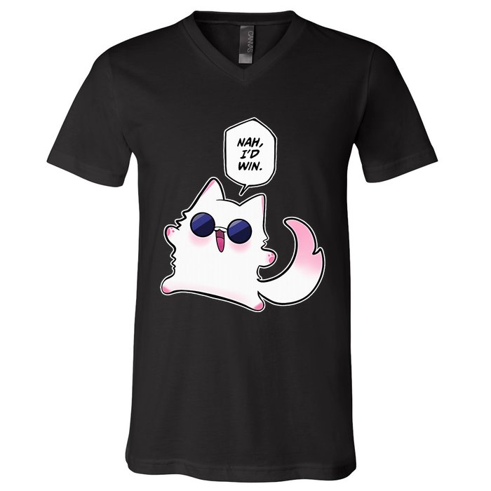 Nah ID Win Gojo Cat Meme V-Neck T-Shirt