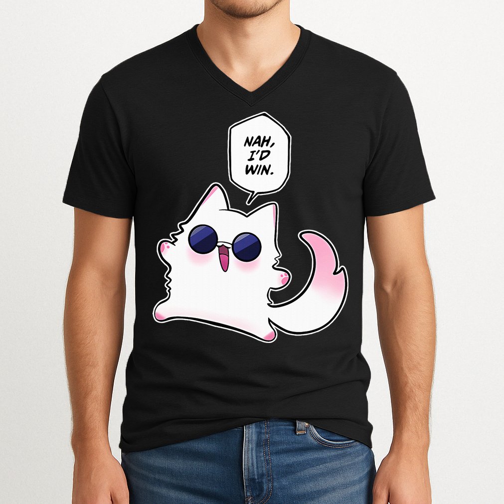 Nah ID Win Gojo Cat Meme V-Neck T-Shirt