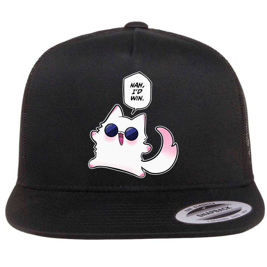 Nah ID Win Gojo Cat Meme Flat Bill Trucker Hat