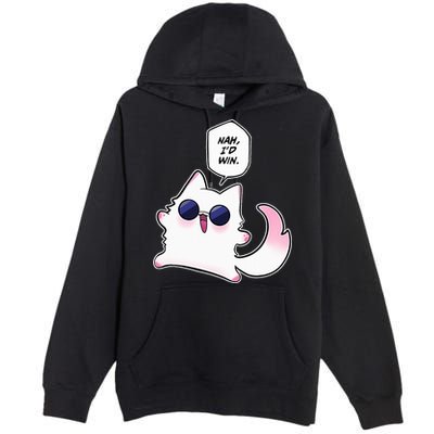 Nah ID Win Gojo Cat Meme Premium Pullover Hoodie