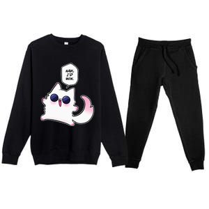 Nah ID Win Gojo Cat Meme Premium Crewneck Sweatsuit Set