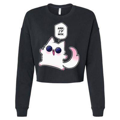Nah ID Win Gojo Cat Meme Cropped Pullover Crew