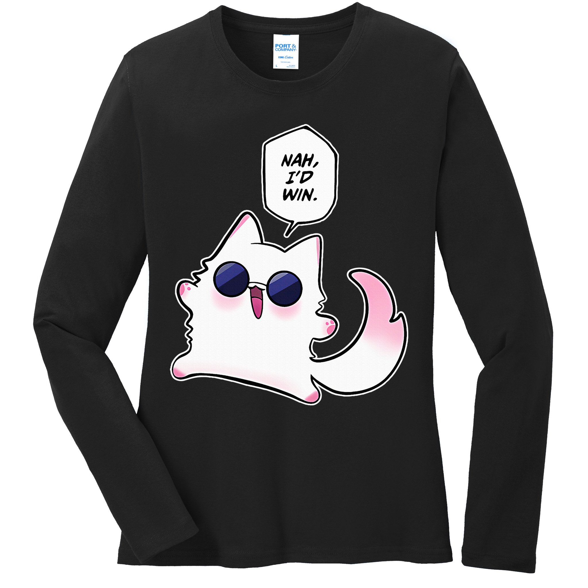 Nah ID Win Gojo Cat Meme Ladies Long Sleeve Shirt