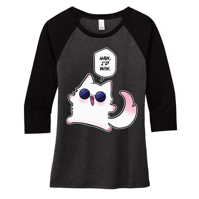 Nah ID Win Gojo Cat Meme Women's Tri-Blend 3/4-Sleeve Raglan Shirt
