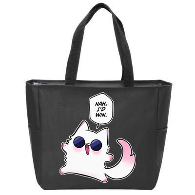 Nah ID Win Gojo Cat Meme Zip Tote Bag