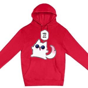 Nah ID Win Gojo Cat Meme Premium Pullover Hoodie