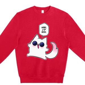 Nah ID Win Gojo Cat Meme Premium Crewneck Sweatshirt