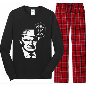 Nah ID Win Funny Trump 2024 Republican Usa Memes Gift Long Sleeve Pajama Set