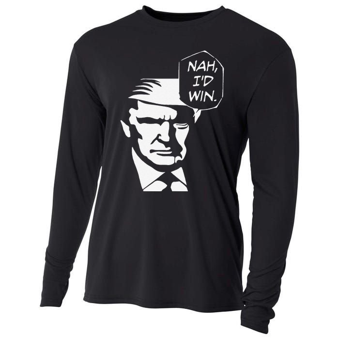 Nah ID Win Funny Trump 2024 Republican Usa Memes Gift Cooling Performance Long Sleeve Crew