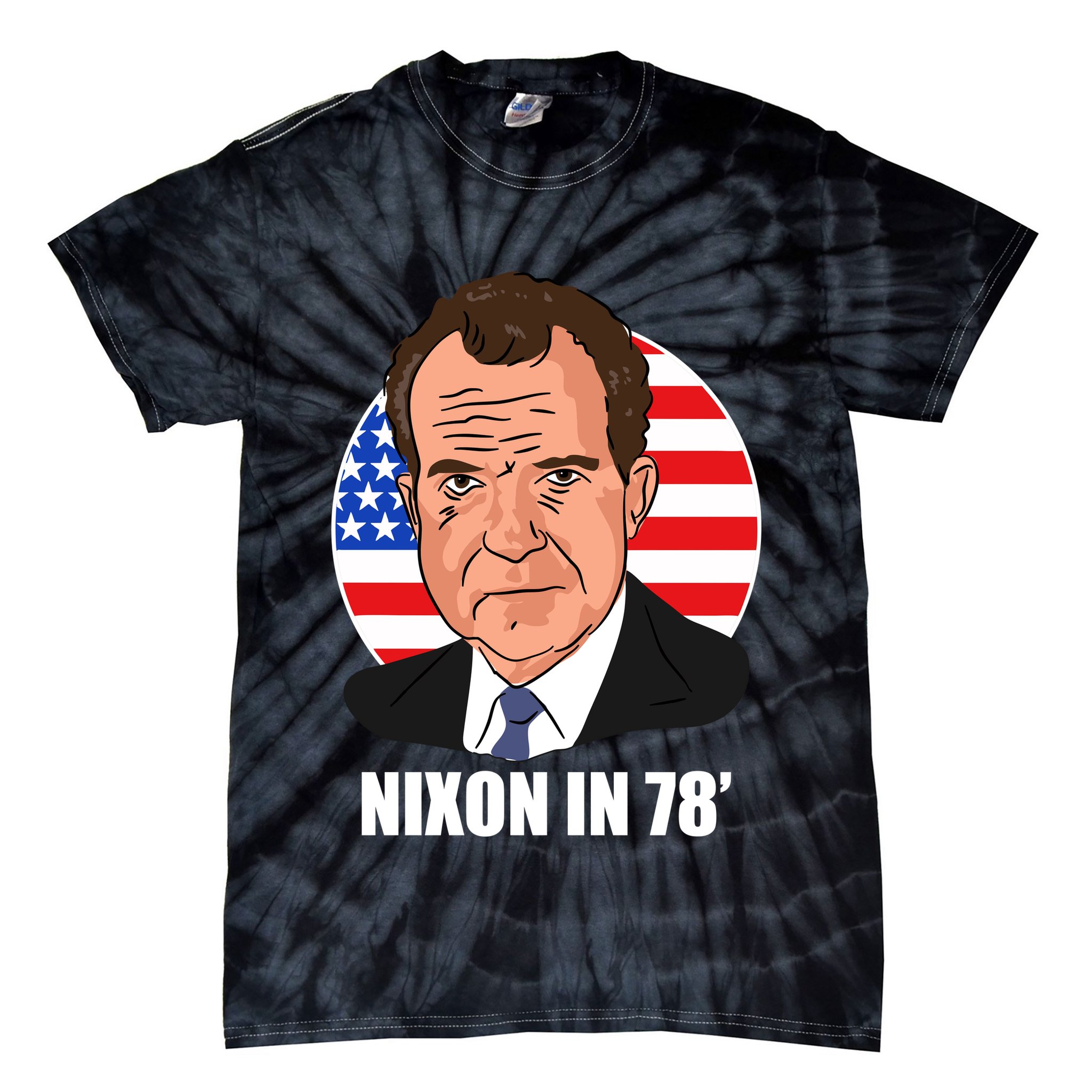 Nixon In 78' President USA Flag Tie-Dye T-Shirt
