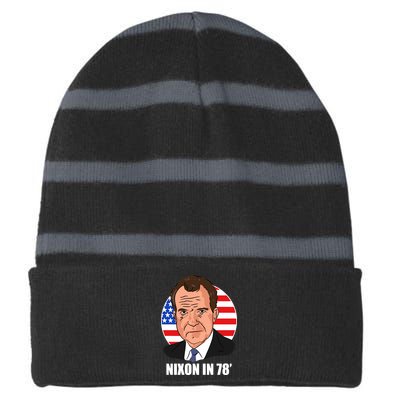 Nixon In 78' President USA Flag Striped Beanie with Solid Band