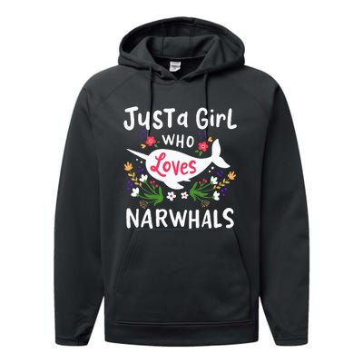 Narwhal Just A Girl Who Loves Narwhals Cute Gift Performance Fleece Hoodie