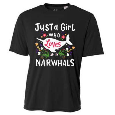 Narwhal Just A Girl Who Loves Narwhals Cute Gift Cooling Performance Crew T-Shirt