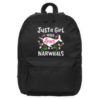 Narwhal Just A Girl Who Loves Narwhals Cute Gift 16 in Basic Backpack