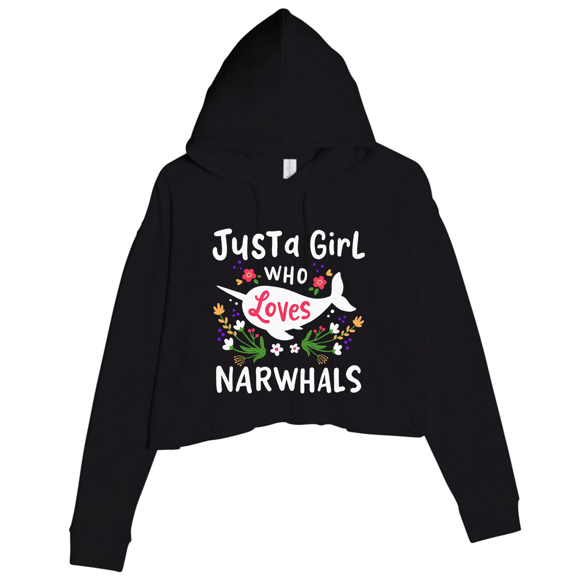 Narwhal Just A Girl Who Loves Narwhals Cute Gift Crop Fleece Hoodie