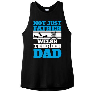 Not Just A Father Welsh Terrier Dad Fun Dog Owner Design Meaningful Gift Ladies PosiCharge Tri-Blend Wicking Tank