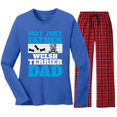 Not Just A Father Welsh Terrier Dad Fun Dog Owner Design Meaningful Gift Women's Long Sleeve Flannel Pajama Set 