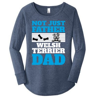 Not Just A Father Welsh Terrier Dad Fun Dog Owner Design Meaningful Gift Women's Perfect Tri Tunic Long Sleeve Shirt