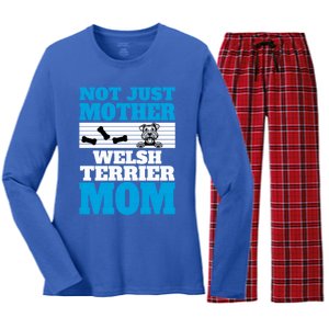 Not Just A Mother Welsh Terrier Mom Fun Dog Owner Design Gift Women's Long Sleeve Flannel Pajama Set 