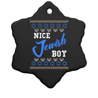 Nice Jewish Boy Hanukkah Jew Chanukah Menorah Ceramic Star Ornament