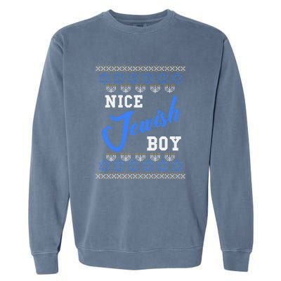 Nice Jewish Boy Hanukkah Jew Chanukah Menorah Garment-Dyed Sweatshirt