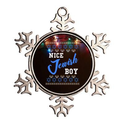 Nice Jewish Boy Hanukkah Jew Chanukah Menorah Metallic Star Ornament